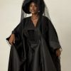 Black satin womens agbada with embellished black embroidery